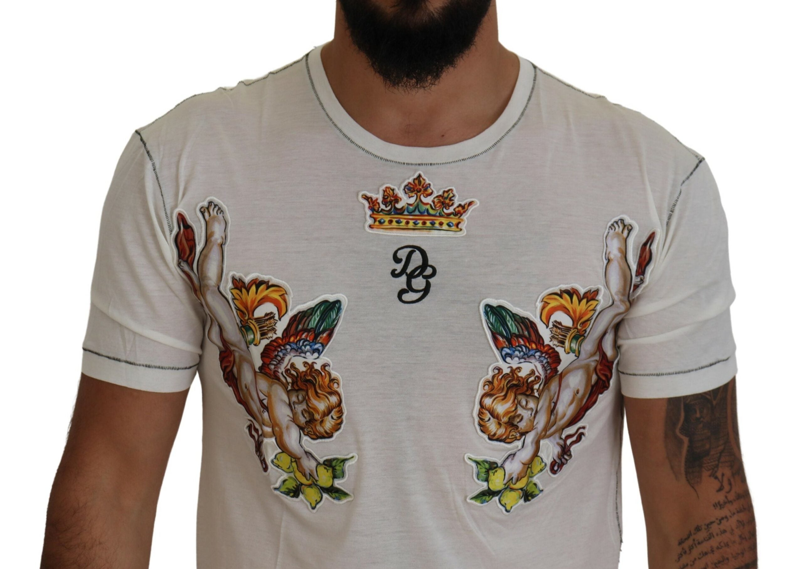Dolce & Gabbana Men's White Printed Short-Sleeve T-Shirt