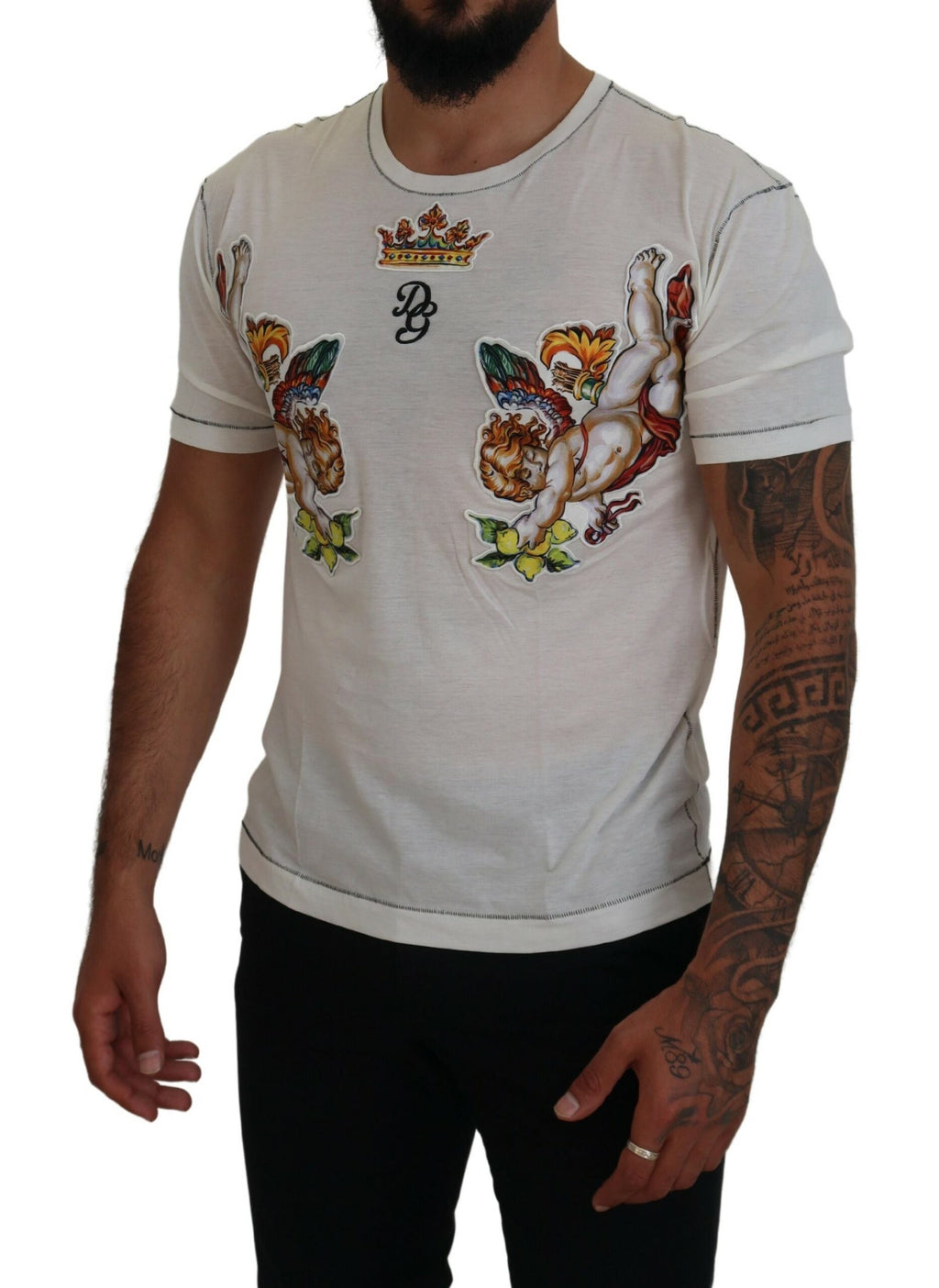 Dolce & Gabbana Men's White Printed Short-Sleeve T-Shirt