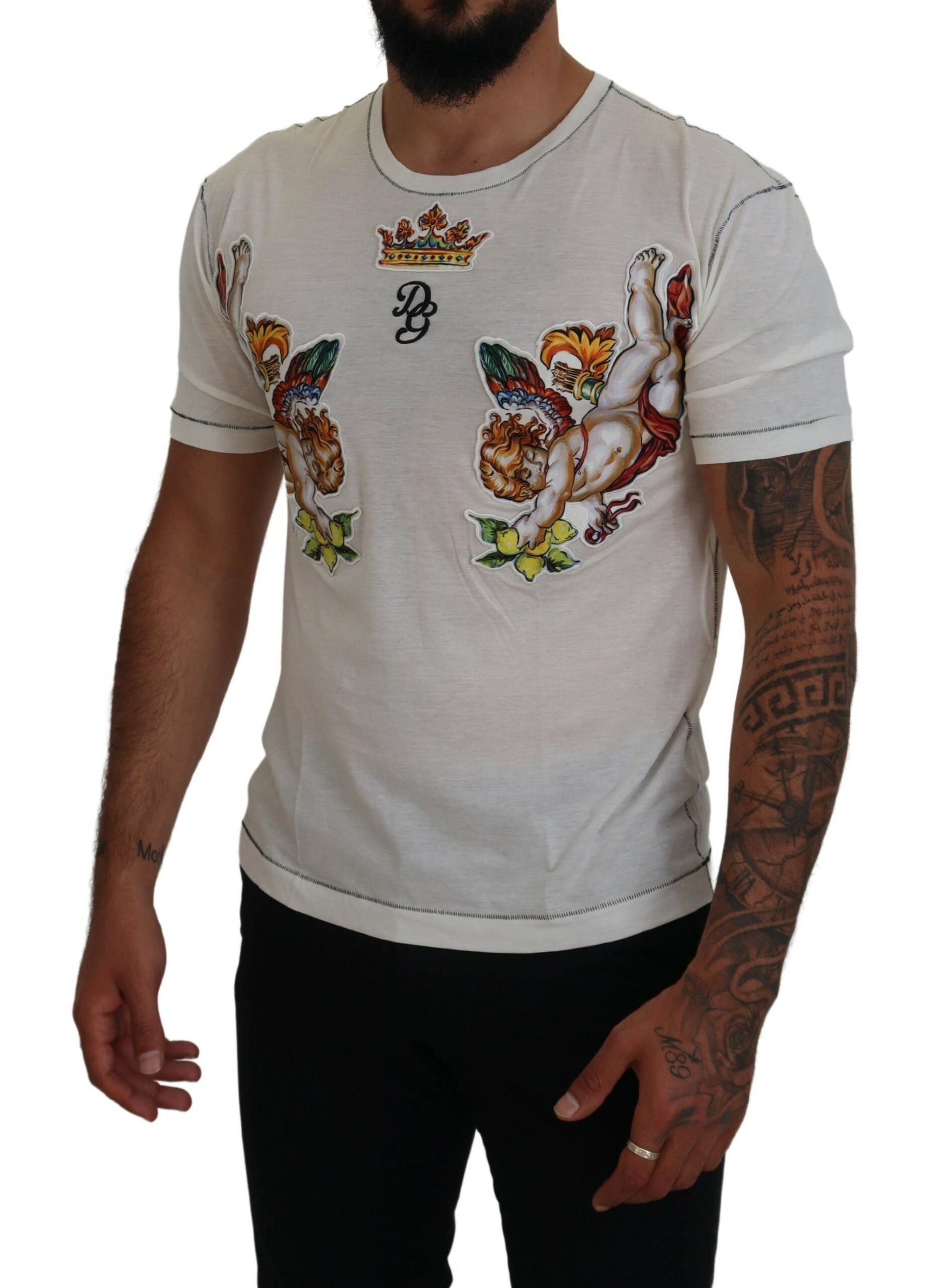 Dolce & Gabbana Men's White Printed Short-Sleeve T-Shirt