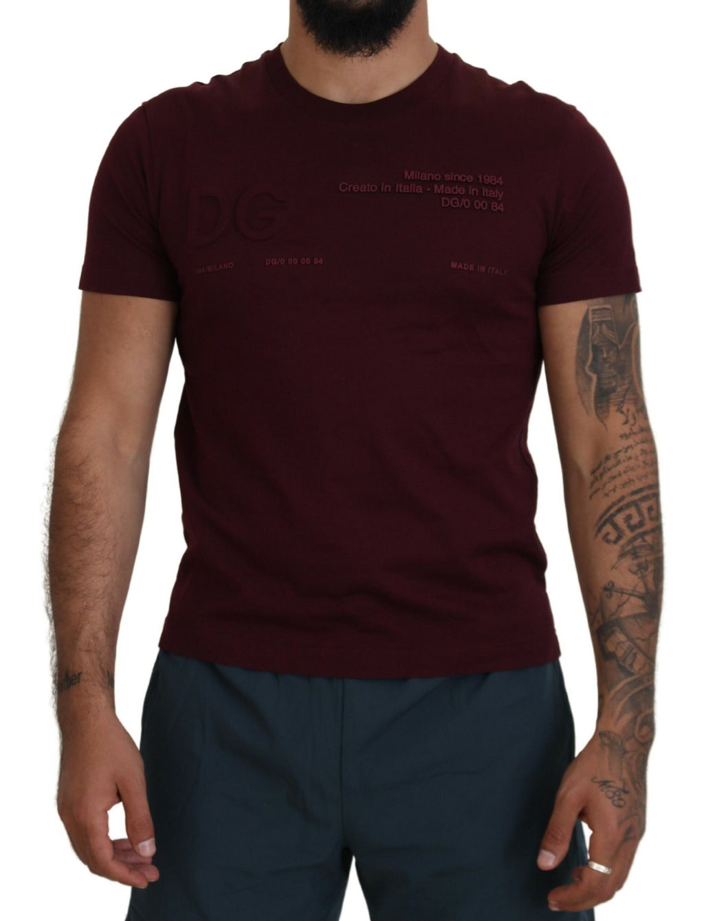 Dolce & Gabbana Kastanienbraunes bedrucktes Kurzarm-T-Shirt für Männer