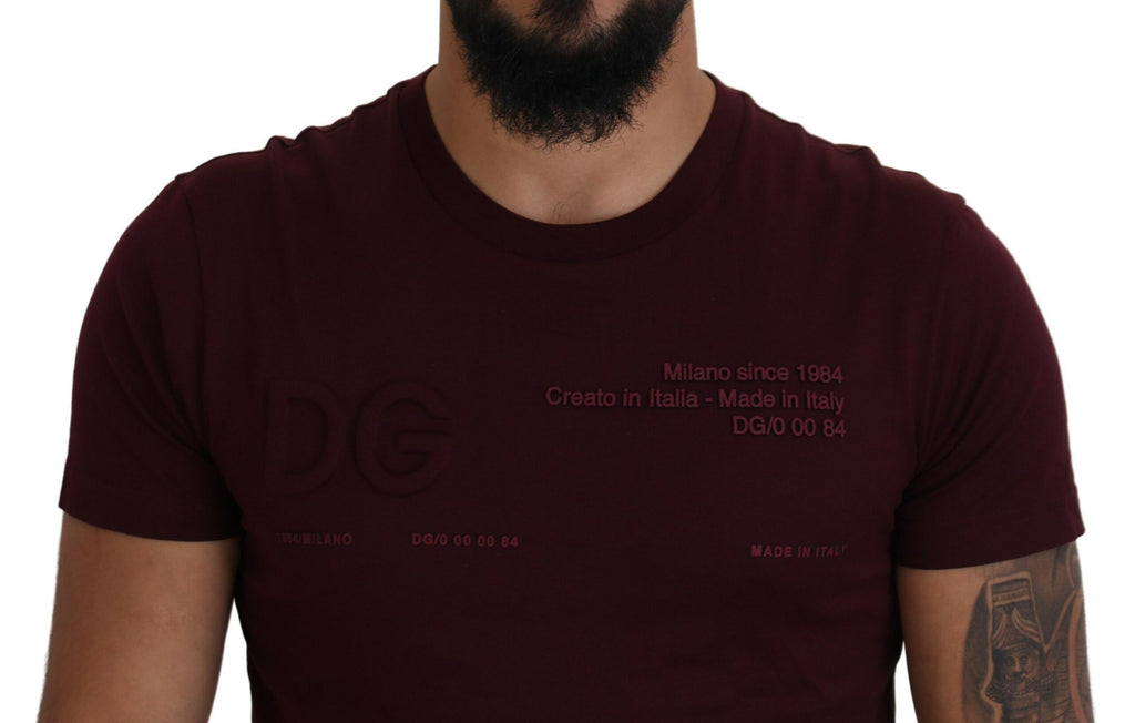 Dolce & Gabbana Kastanienbraunes bedrucktes Kurzarm-T-Shirt für Männer
