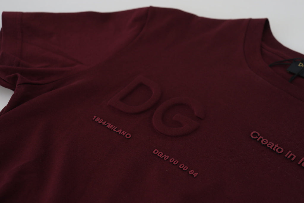 Dolce & Gabbana Kastanienbraunes bedrucktes Kurzarm-T-Shirt für Männer