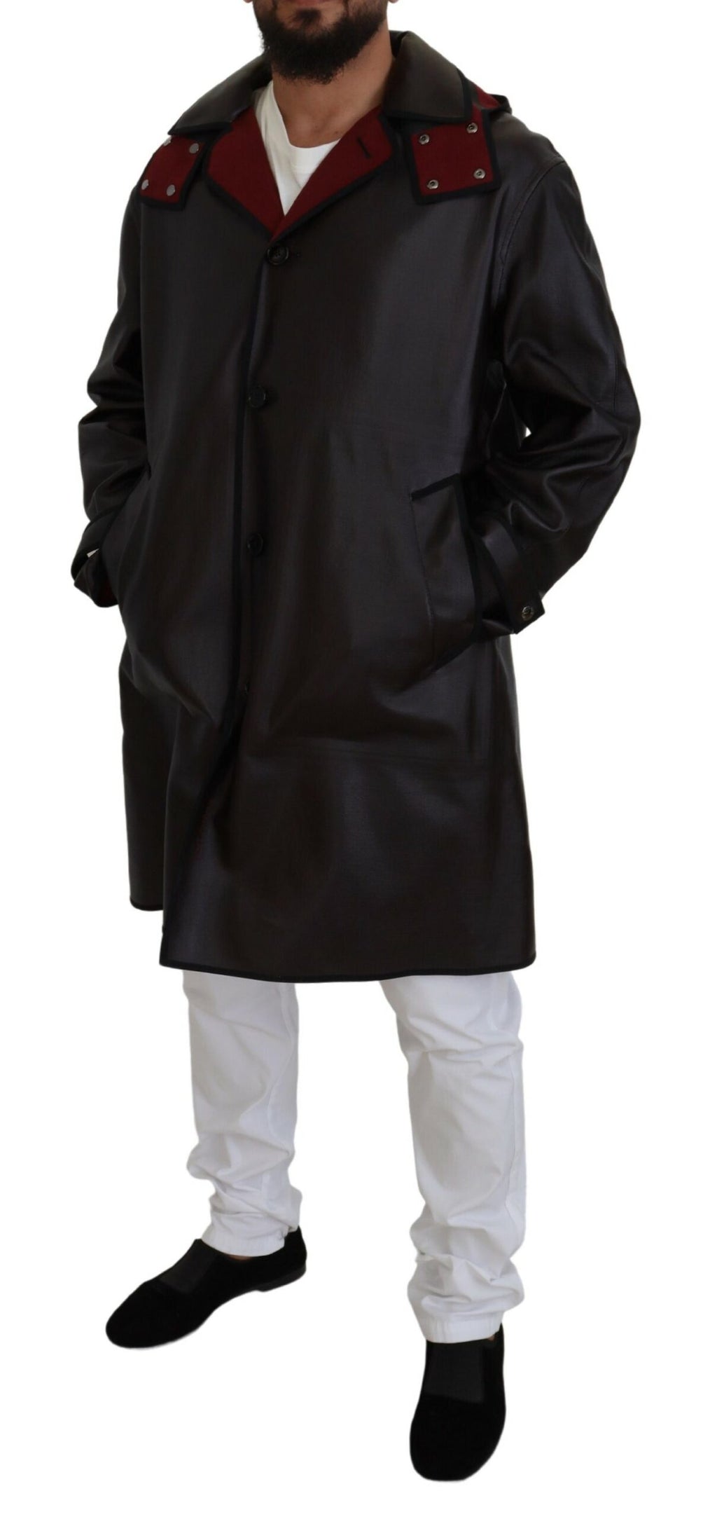 Dolce & Gabbana Schwarzer Trench-Parka mit Kapuze Baumwolljacke