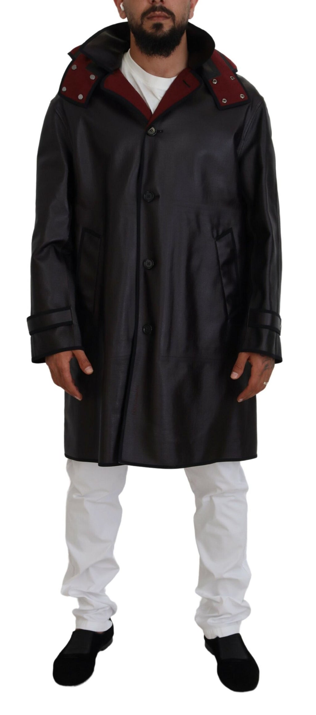 Dolce & Gabbana Schwarzer Trench-Parka mit Kapuze Baumwolljacke