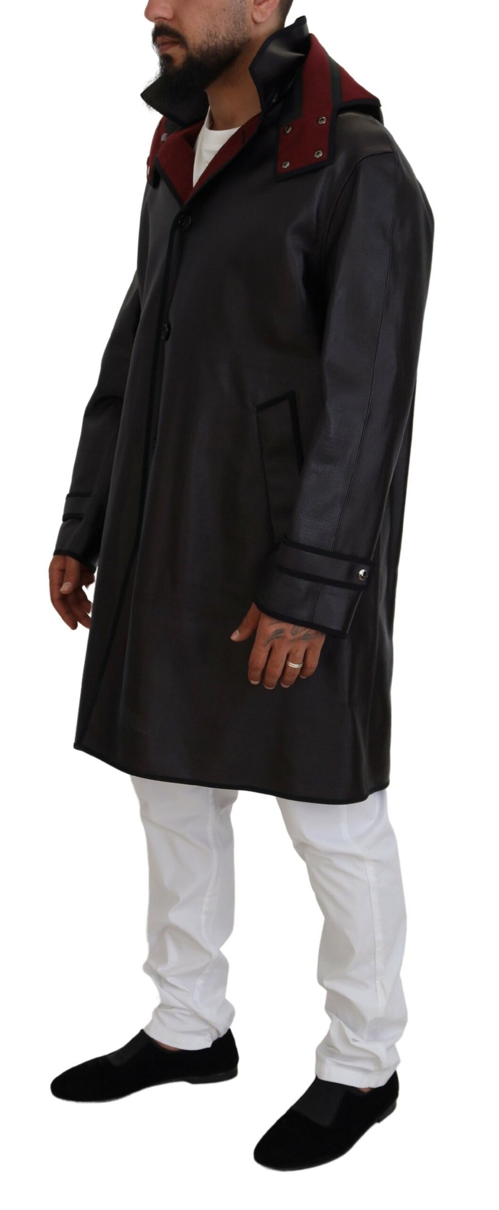 Dolce & Gabbana Schwarzer Trench-Parka mit Kapuze Baumwolljacke