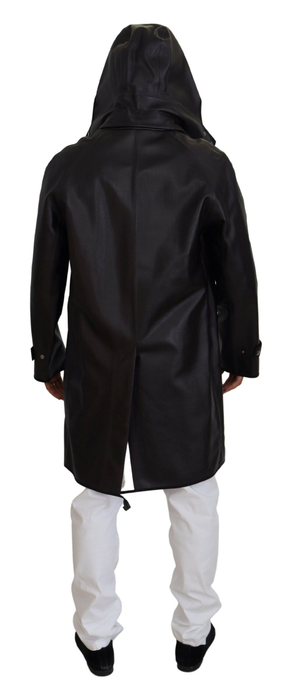 Dolce & Gabbana Schwarzer Trench-Parka mit Kapuze Baumwolljacke