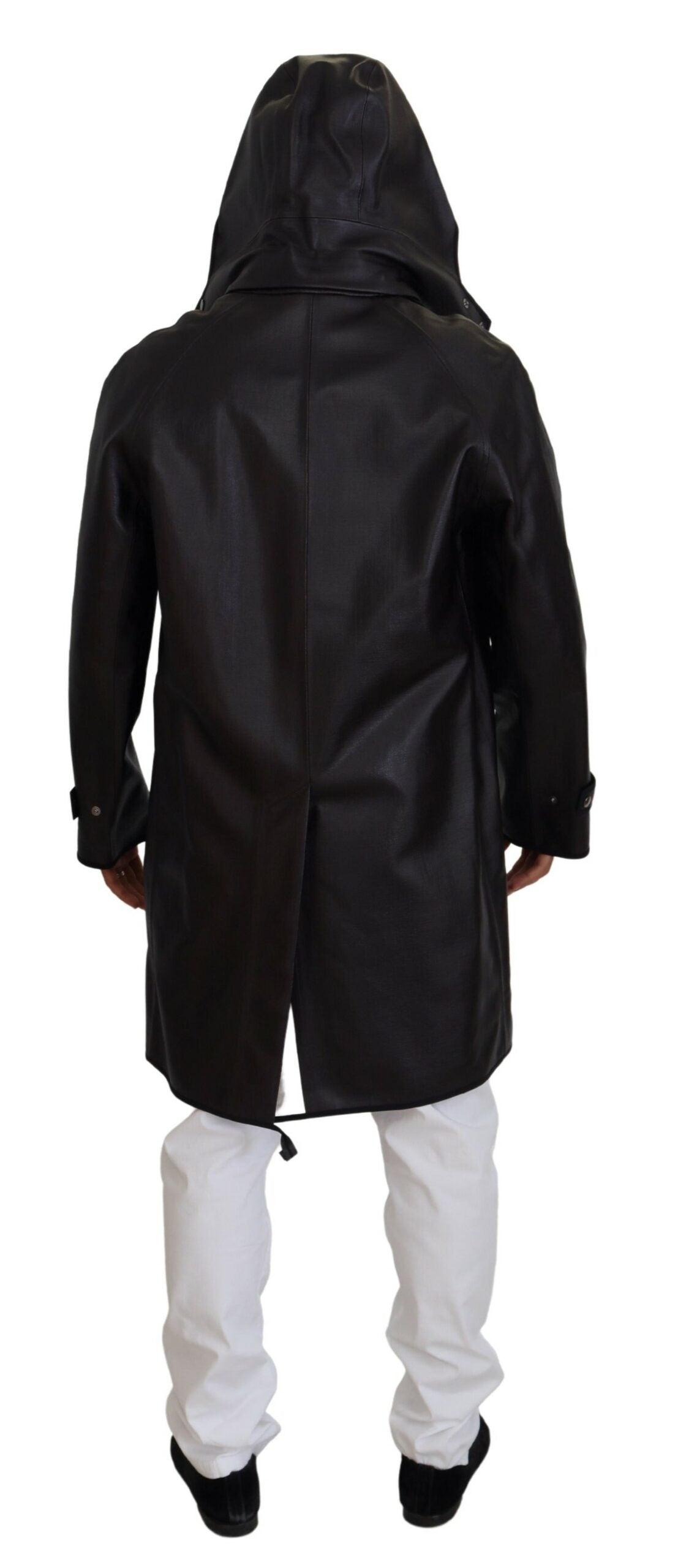 Dolce & Gabbana Schwarzer Trench-Parka mit Kapuze Baumwolljacke