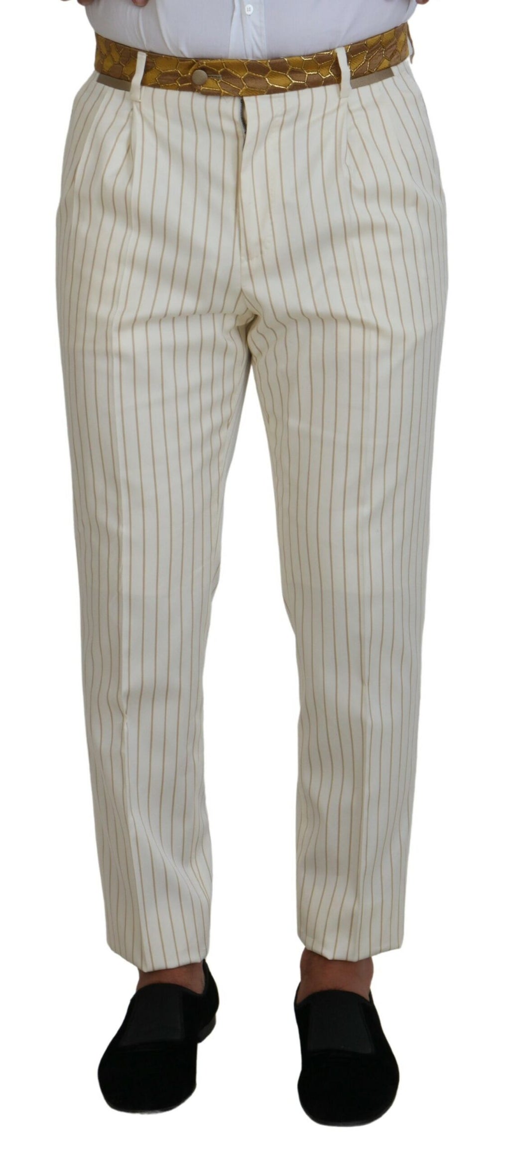 Dolce & Gabbana White Gold Striped Tuxedo Slim Fit Suit