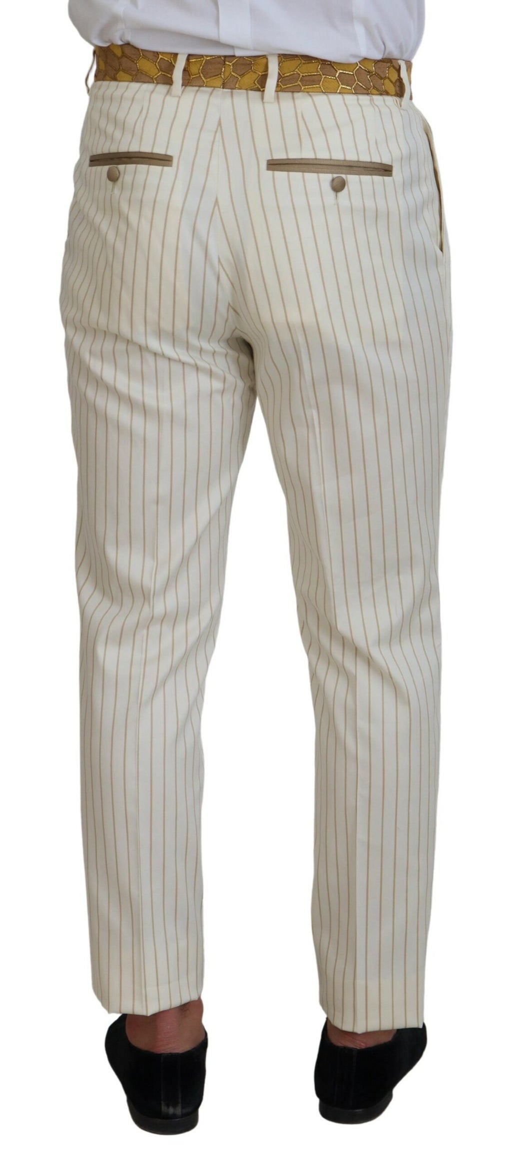 Dolce & Gabbana Weiß Gold gestreifter Smoking Slim Fit Anzug