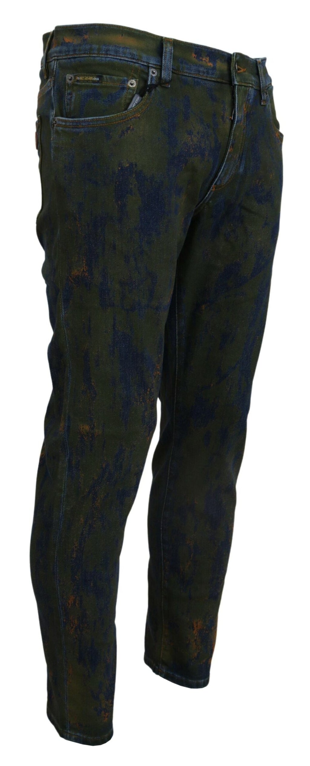 Dolce & Gabbana Blaugrüne Skinny Denim-Jeans aus Baumwolle