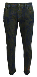 Dolce & Gabbana Blaugrüne Skinny Denim-Jeans aus Baumwolle