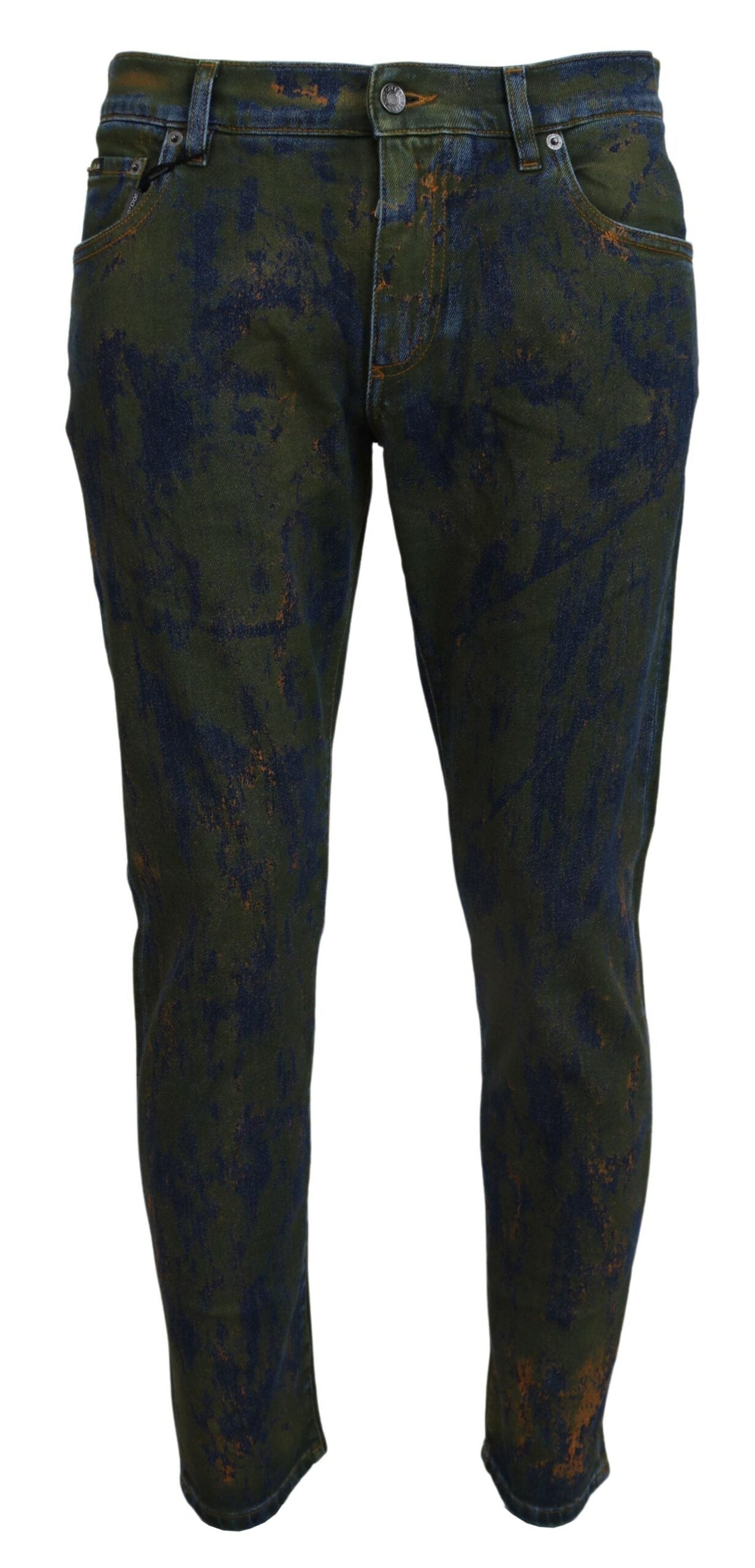 Dolce & Gabbana Blaugrüne Skinny Denim-Jeans aus Baumwolle