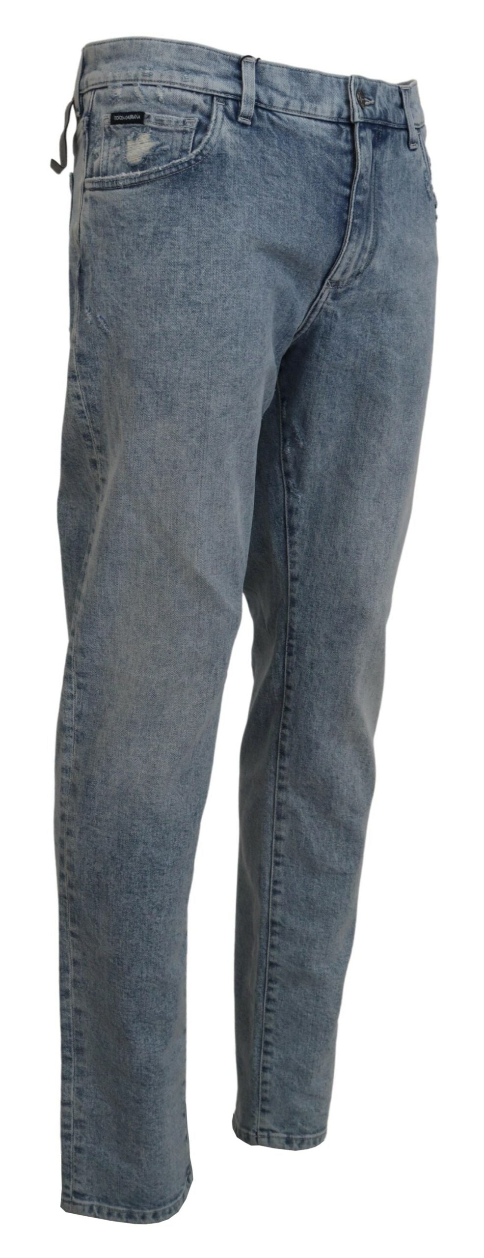 Dolce & Gabbana Blaue Waschung Slim Fit Denim Jeans aus Baumwolle