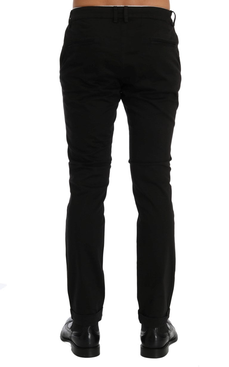 Costume National Schwarze Slim Fit Baumwoll-Stretch-Hose