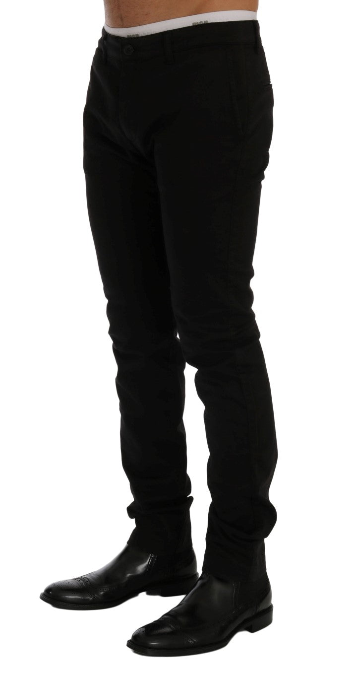 GF Ferre Schwarze Baumwoll-Stretch-Chino-Hose