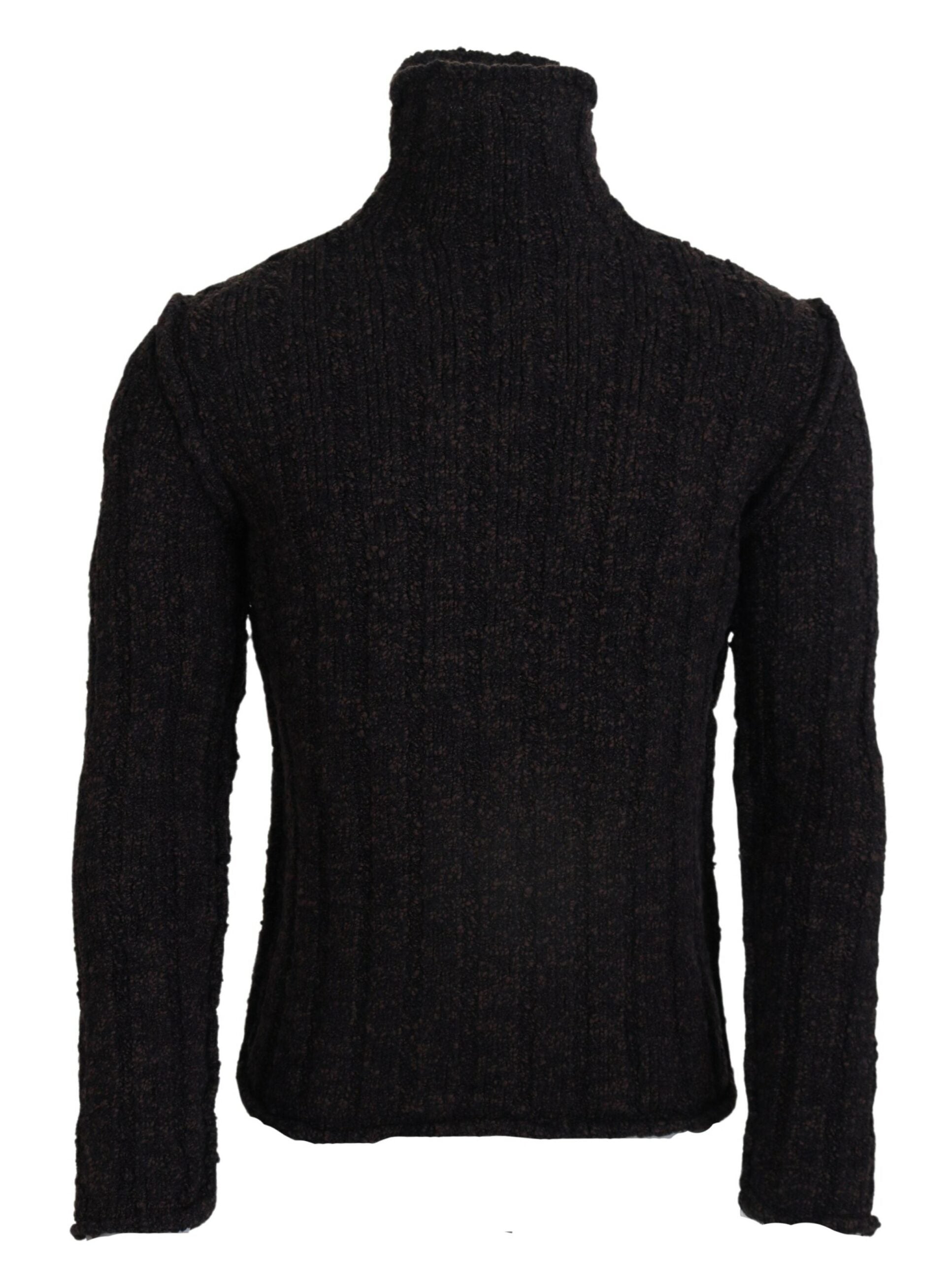 Dolce & Gabbana Brown Wool Knit Turtleneck Sweater