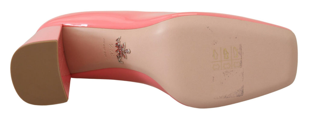 Prada Pink Patent Leather Block Heel Pumps Classic
