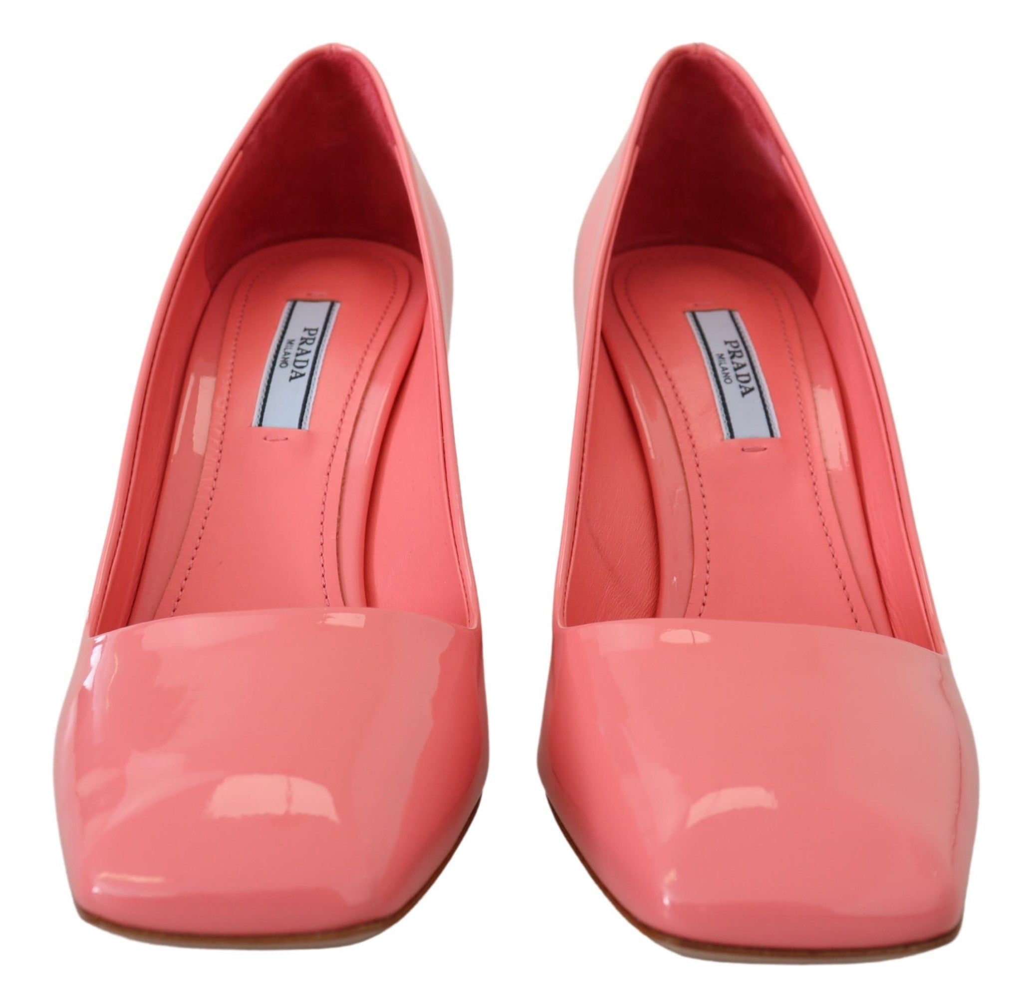Prada Pink Patent Leather Block Heel Pumps Classic