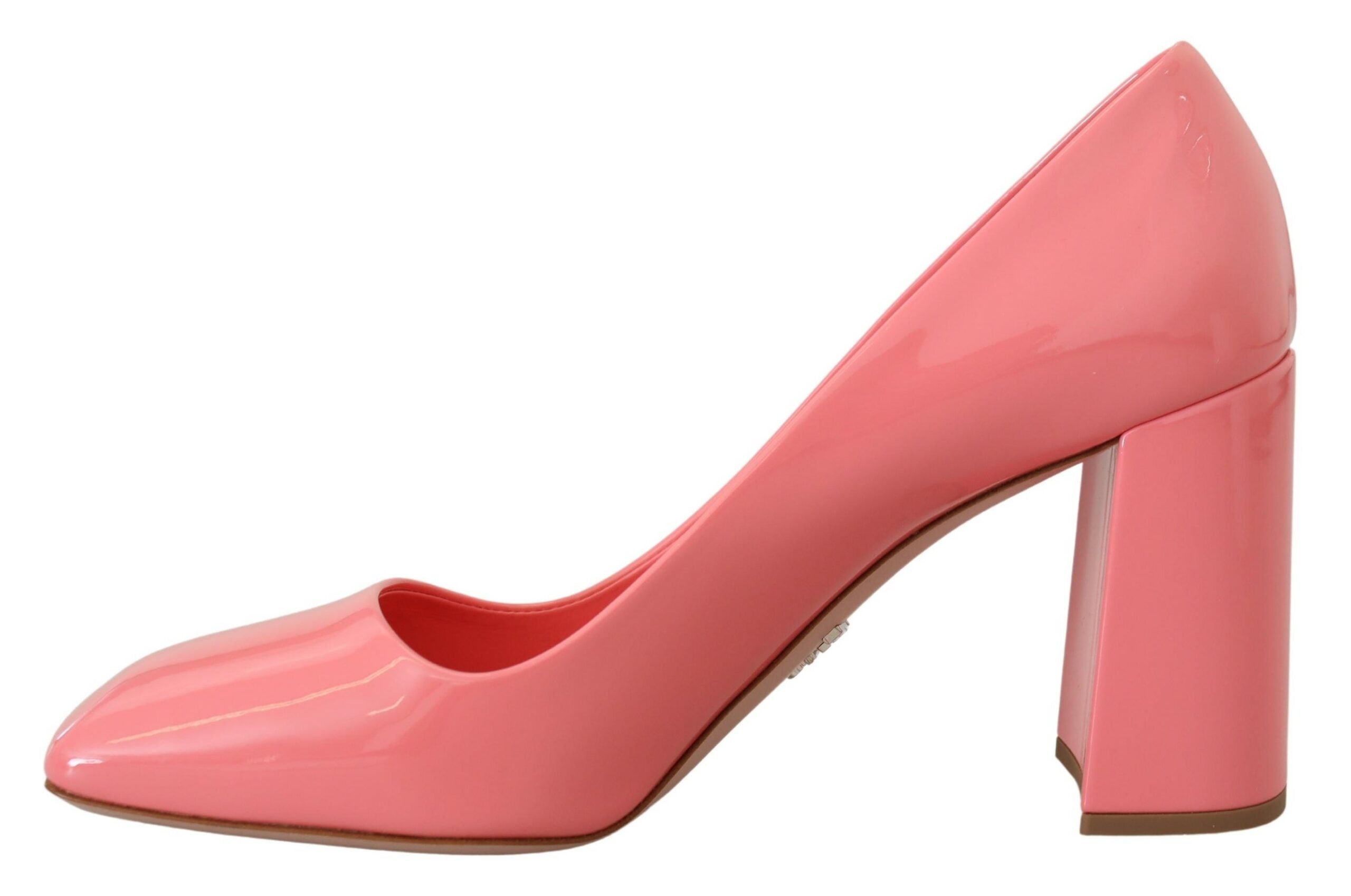 Prada Pink Patent Leather Block Heel Pumps Classic