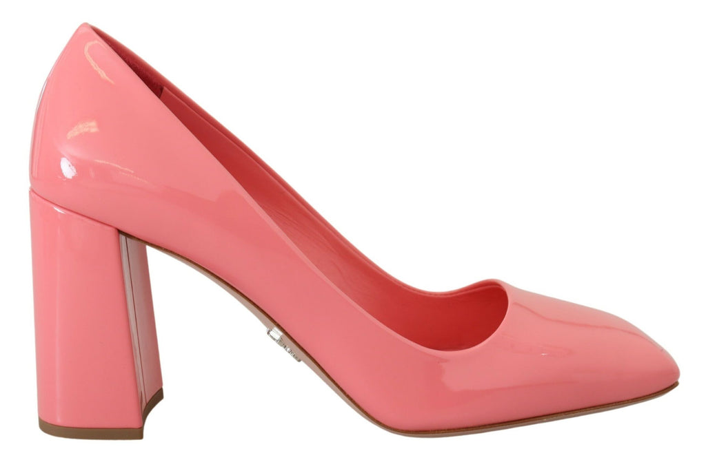 Prada Pink Patent Leather Block Heel Pumps Classic