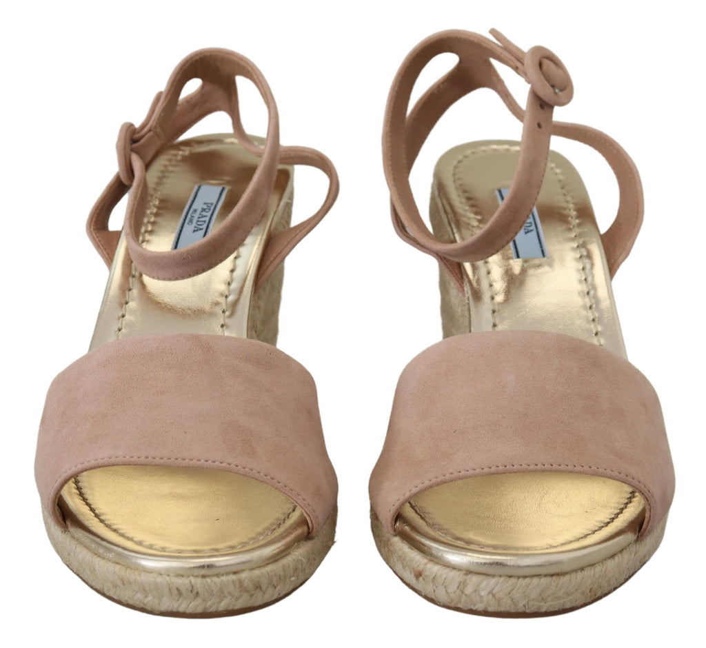 Prada Rosa Wildleder-Sandalen mit Knöchelriemen