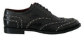 Dolce & Gabbana Schwarzes Leder Derby Kleid Nietenschuhe