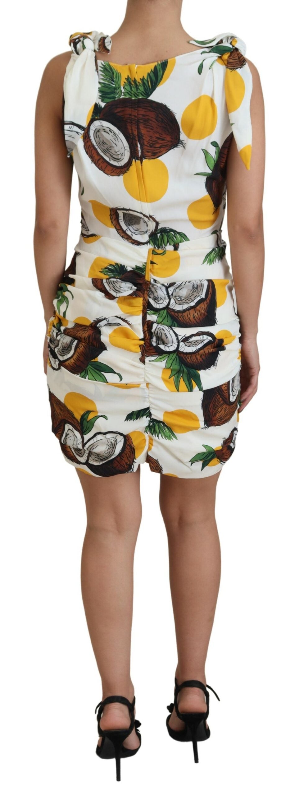 Dolce & Gabbana White Coconut Print Mini Silk Dress