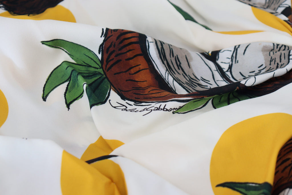 Dolce & Gabbana White Coconut Print Mini Silk Dress