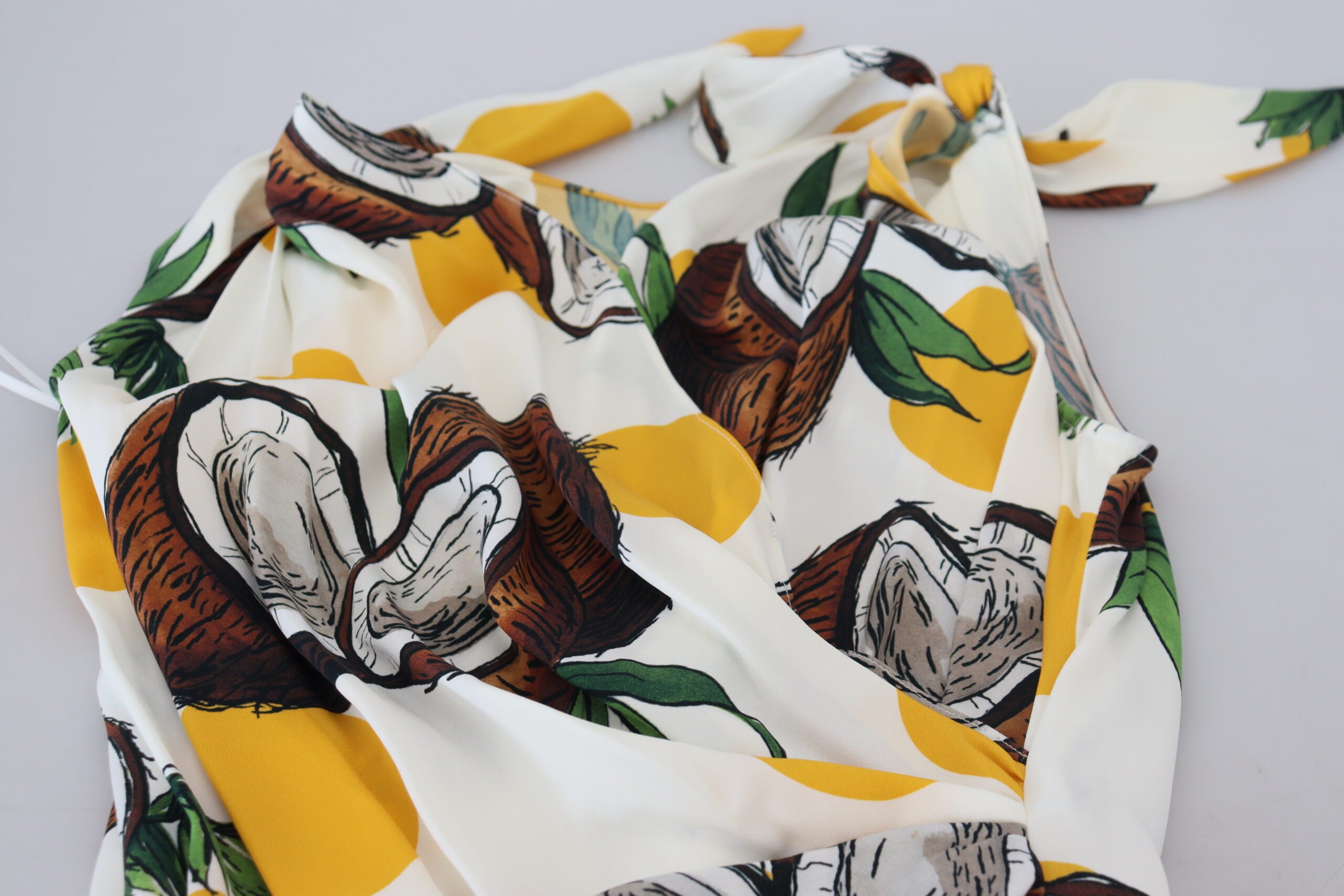 Dolce & Gabbana White Coconut Print Mini Silk Dress