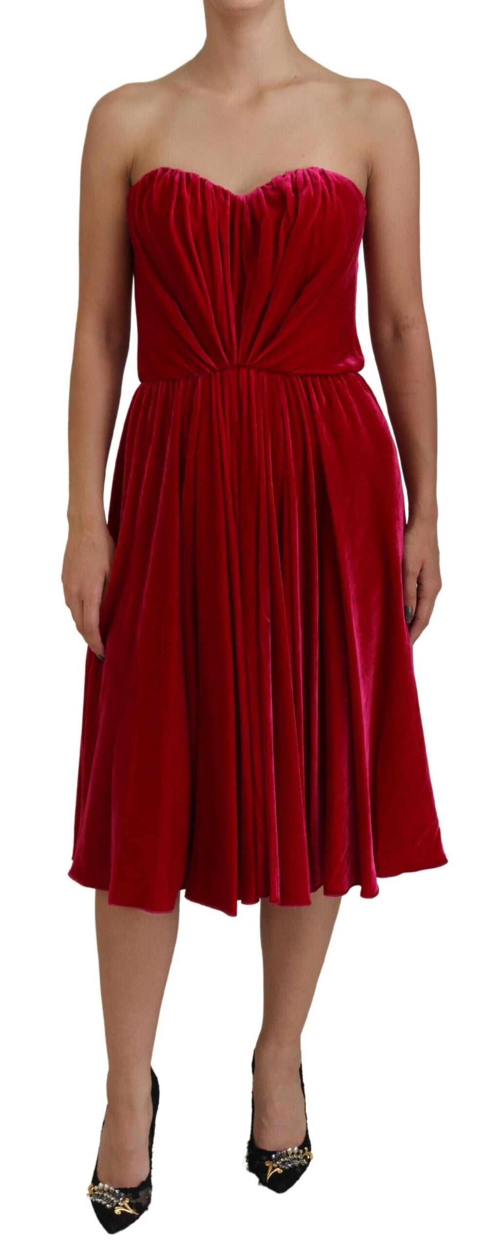 Dolce & Gabbana Pink Viscose Stretch A-Line Strapless Dress