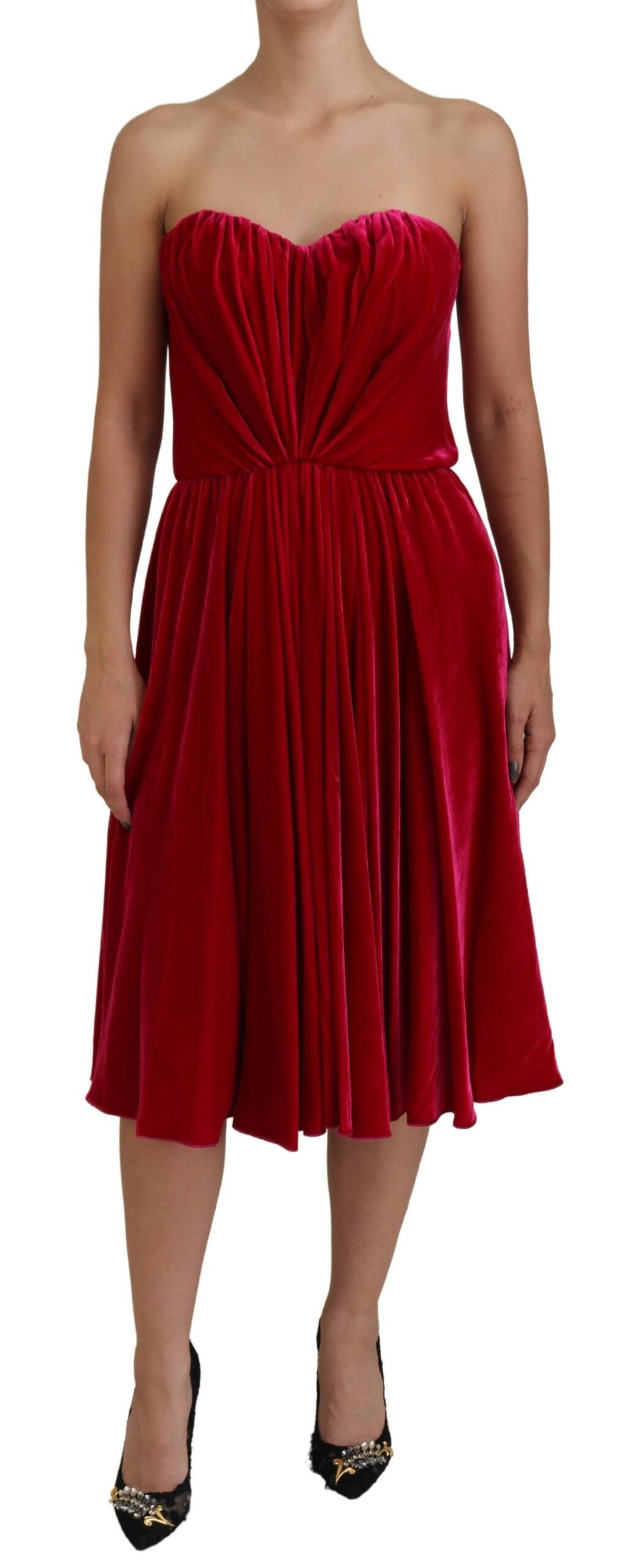 Dolce & Gabbana Pink Viscose Stretch A-Line Strapless Dress