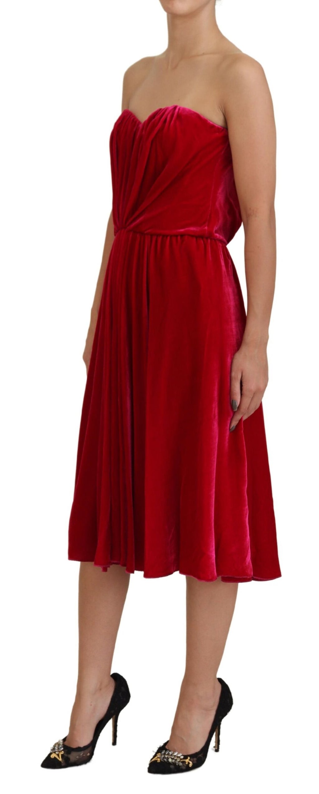 Dolce & Gabbana Pink Viscose Stretch A-Line Strapless Dress