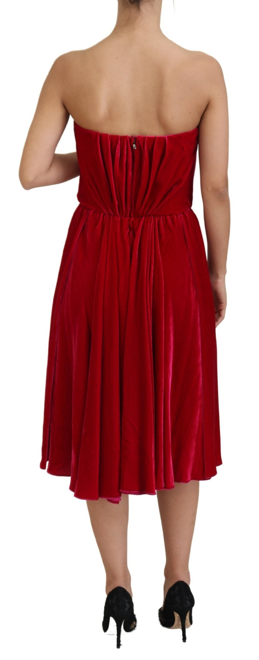Dolce & Gabbana Pink Viscose Stretch A-Line Strapless Dress