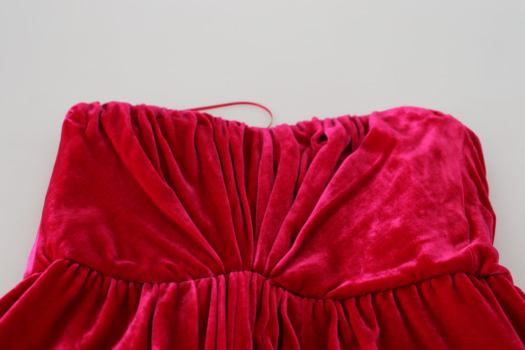 Dolce & Gabbana Pink Viscose Stretch A-Line Strapless Dress