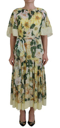 Dolce & Gabbana Multicolour Floral Print Silk Long Maxi Dress