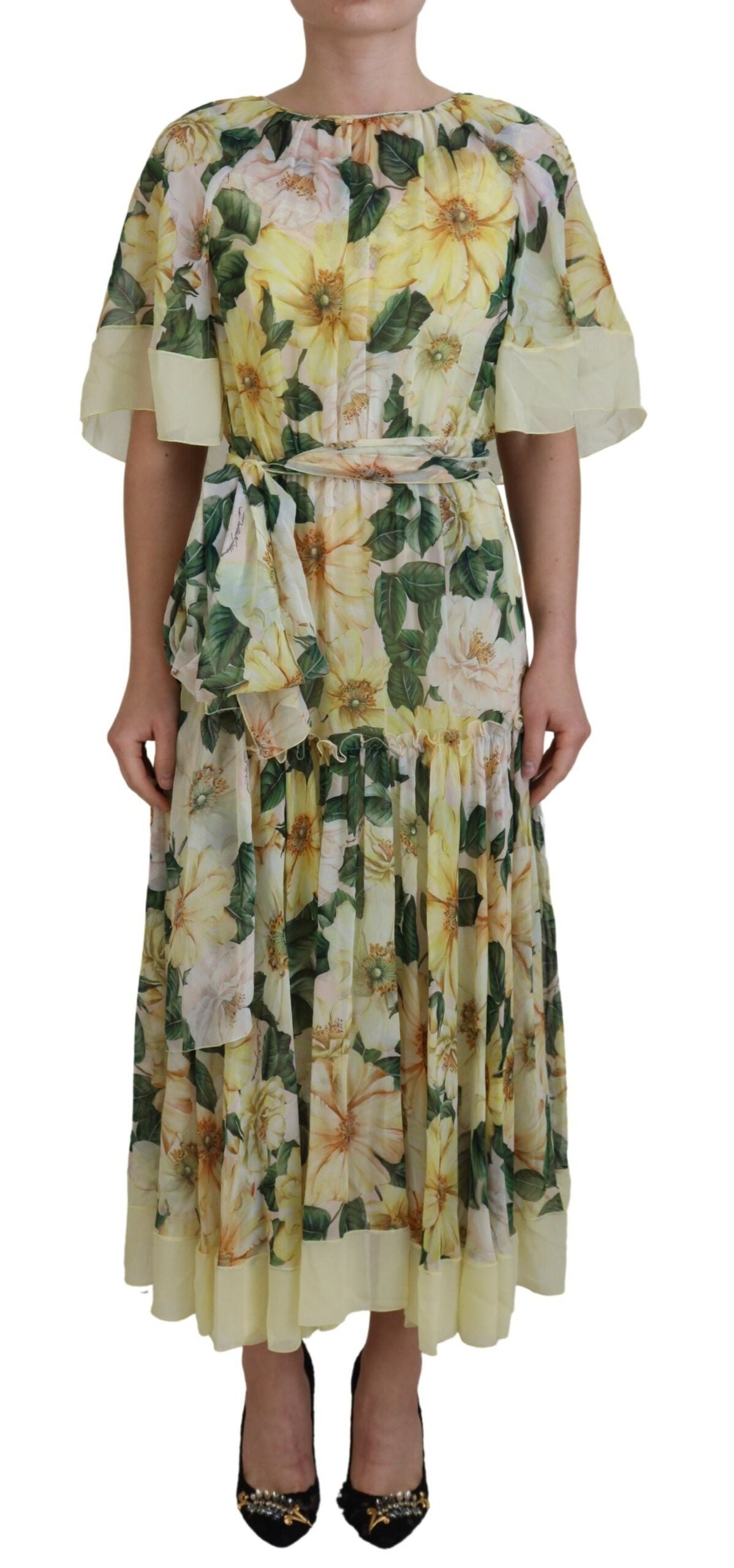 Dolce & Gabbana Multicolour Floral Print Silk Long Maxi Dress