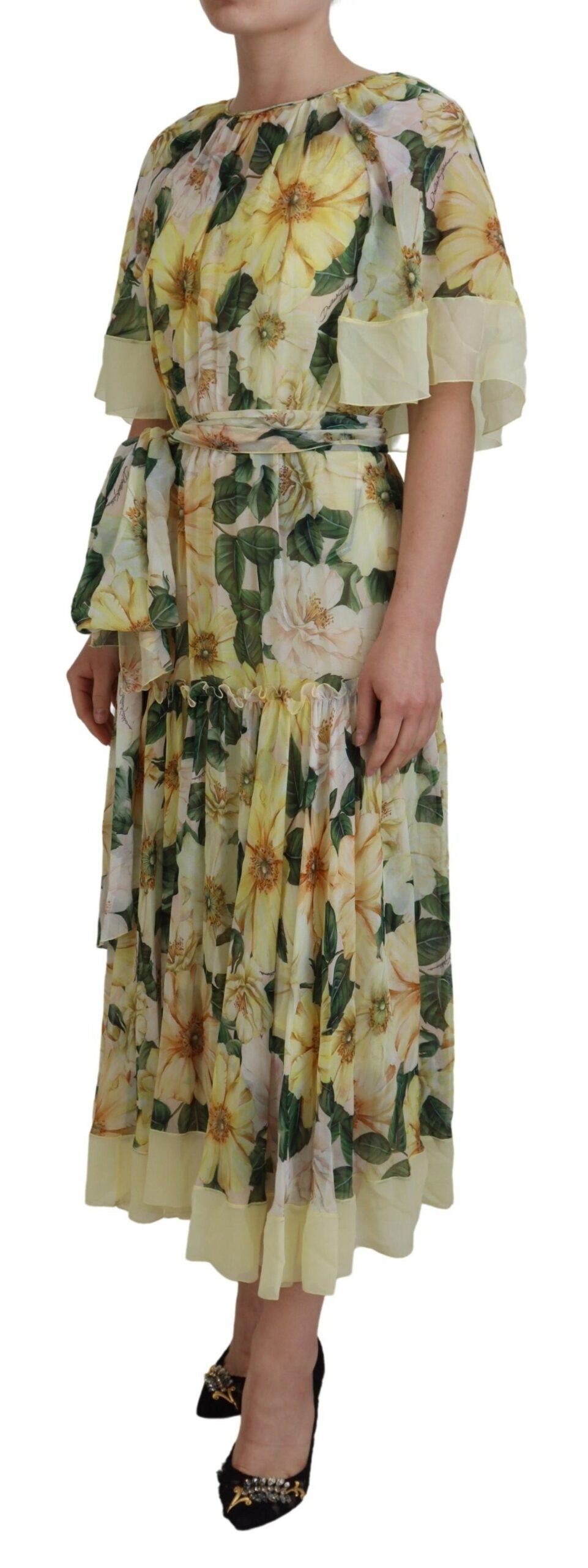 Dolce & Gabbana Multicolour Floral Print Silk Long Maxi Dress