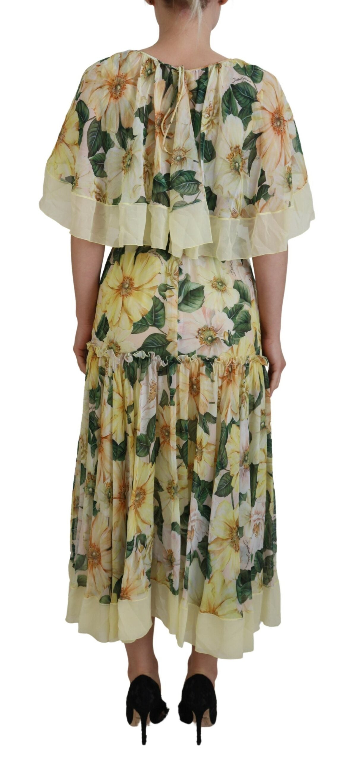 Dolce & Gabbana Multicolour Floral Print Silk Long Maxi Dress