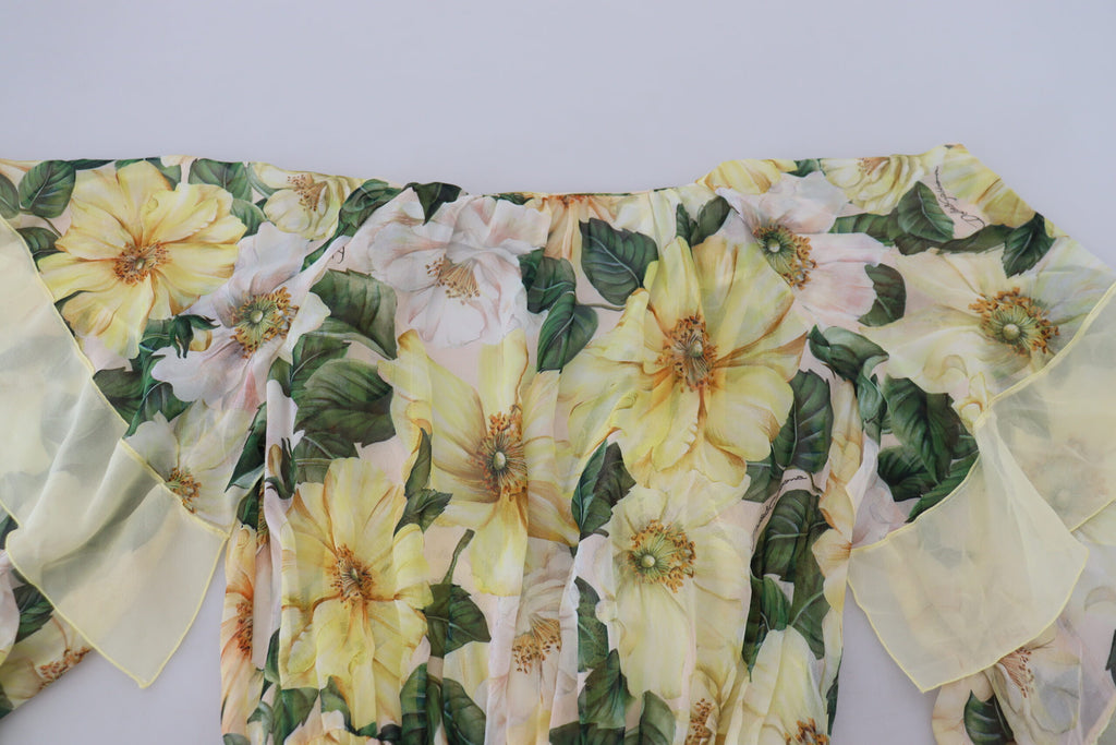 Dolce & Gabbana Multicolour Floral Print Silk Long Maxi Dress