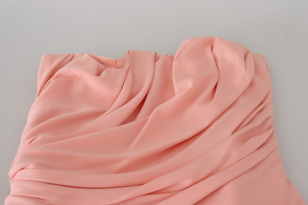 Dolce & Gabbana Rosa Seiden-Stretch-Etuikleid ohne Träger