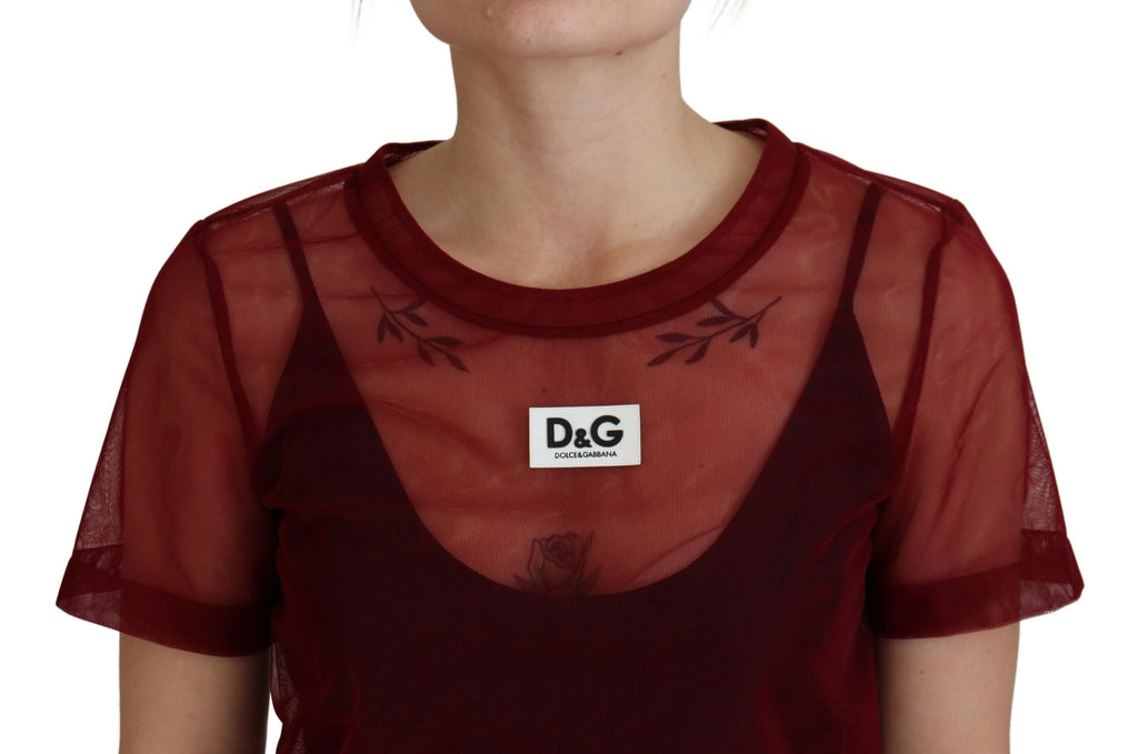 Dolce & Gabbana Kastanienbraunes zweilagiges Shift-Minikleid aus Nylon