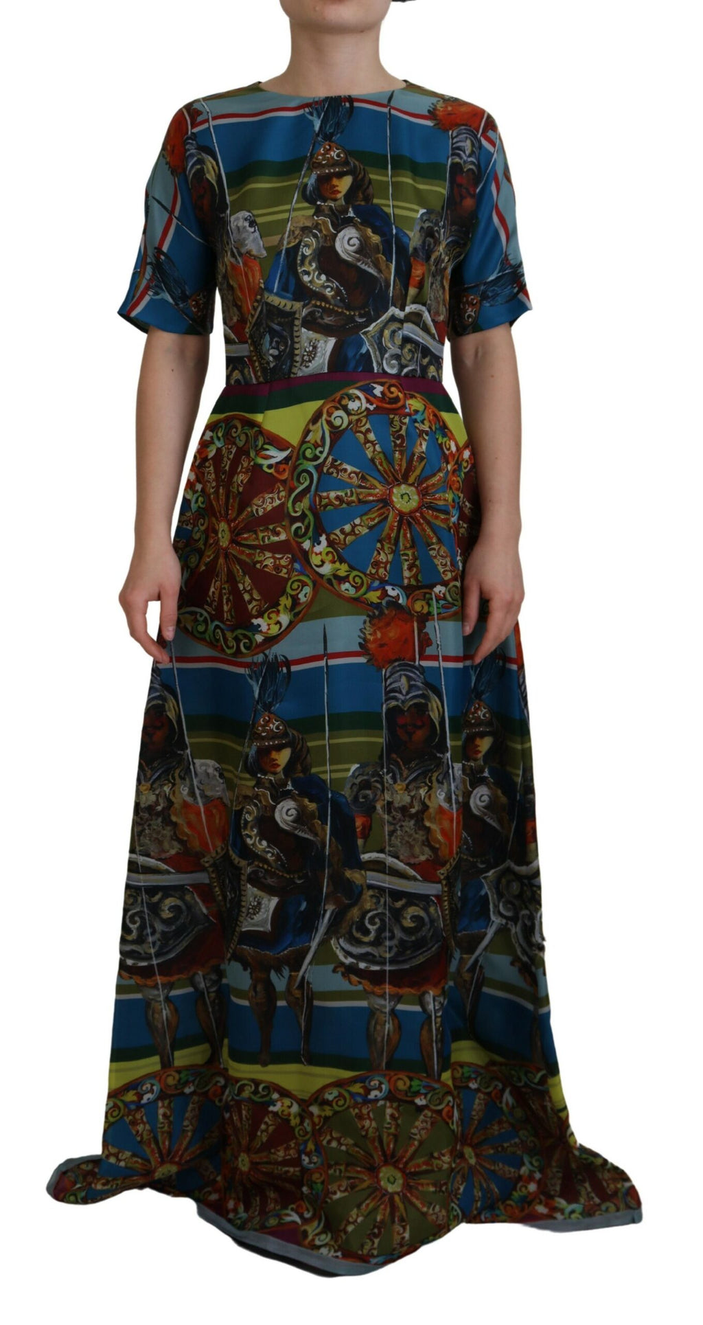 Dolce & Gabbana Multicolor Sicily Silk A-line Long Dress