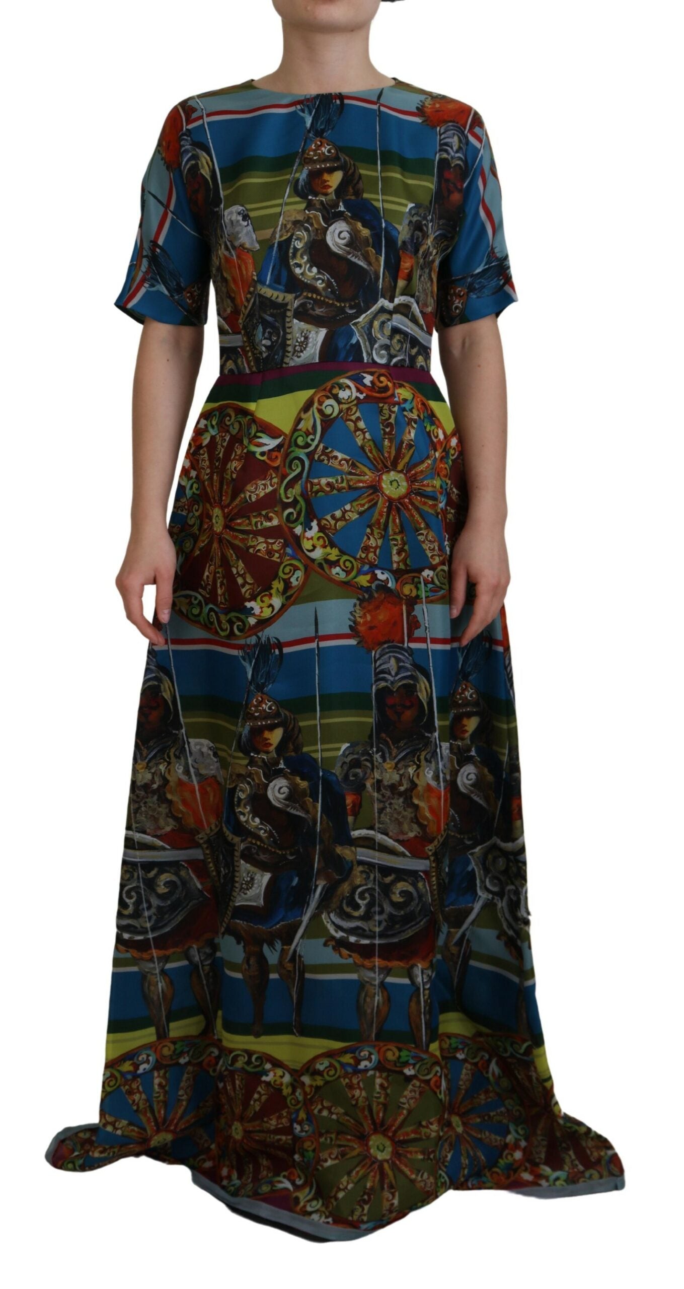 Dolce & Gabbana Multicolor Sicily Silk A-line Long Dress