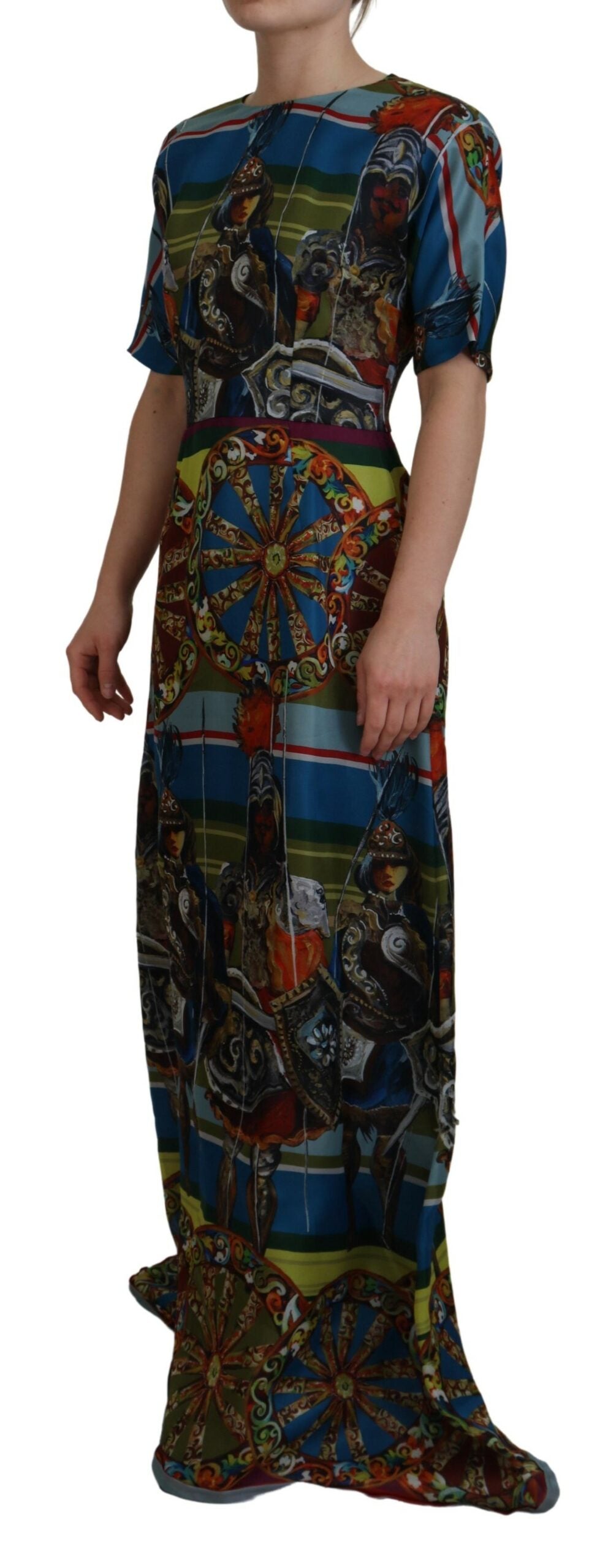 Dolce & Gabbana Multicolor Sicily Silk A-line Long Dress
