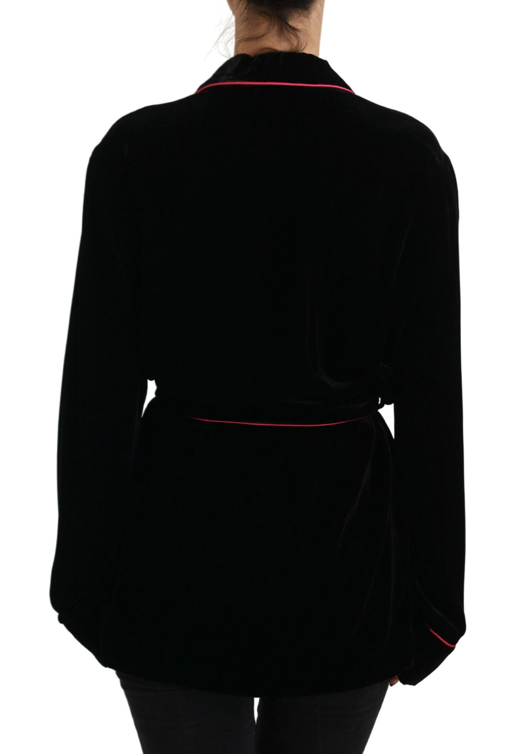 Dolce & Gabbana Black Belted Blazer with Buttons Viscose Jacket