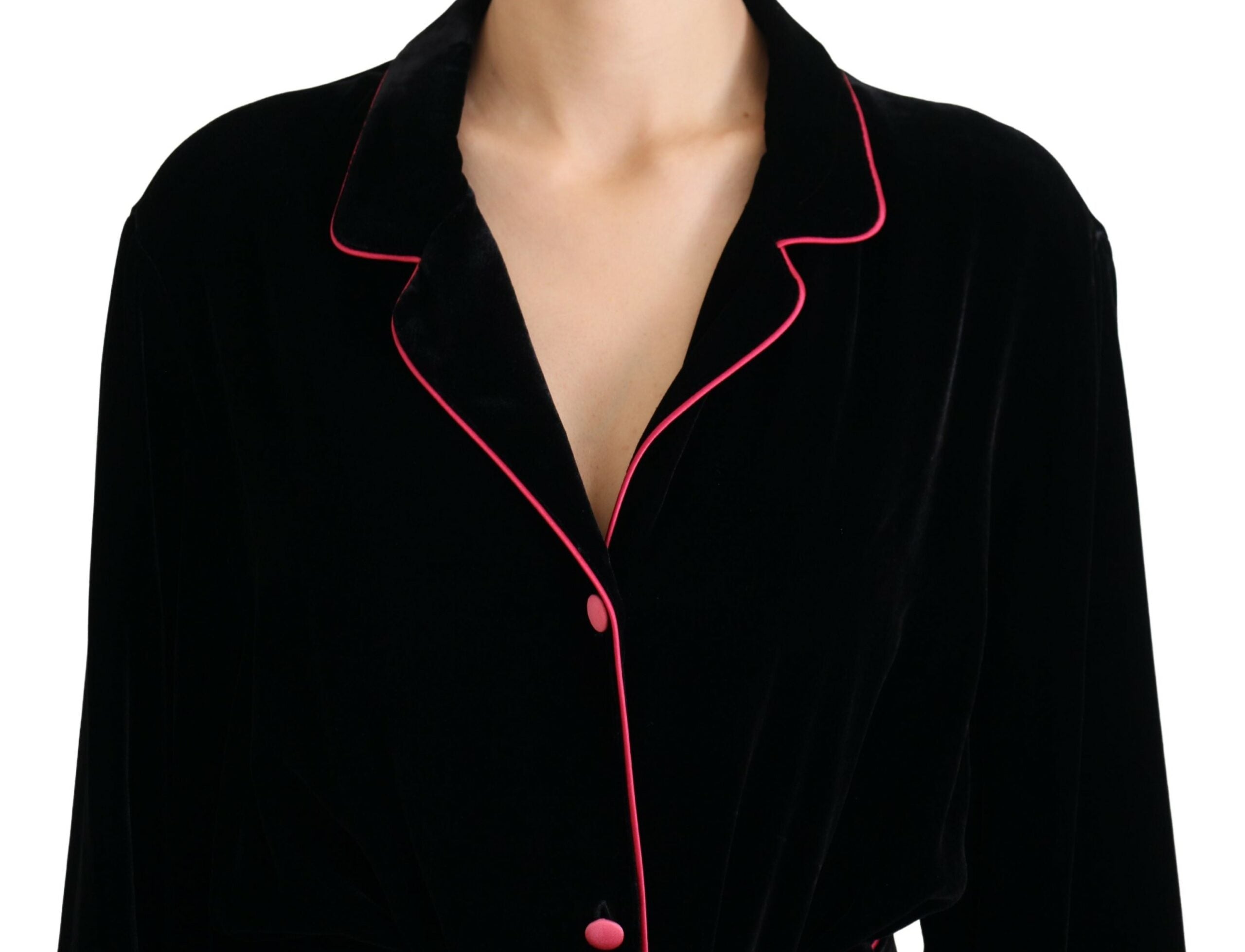 Dolce & Gabbana Black Belted Blazer with Buttons Viscose Jacket