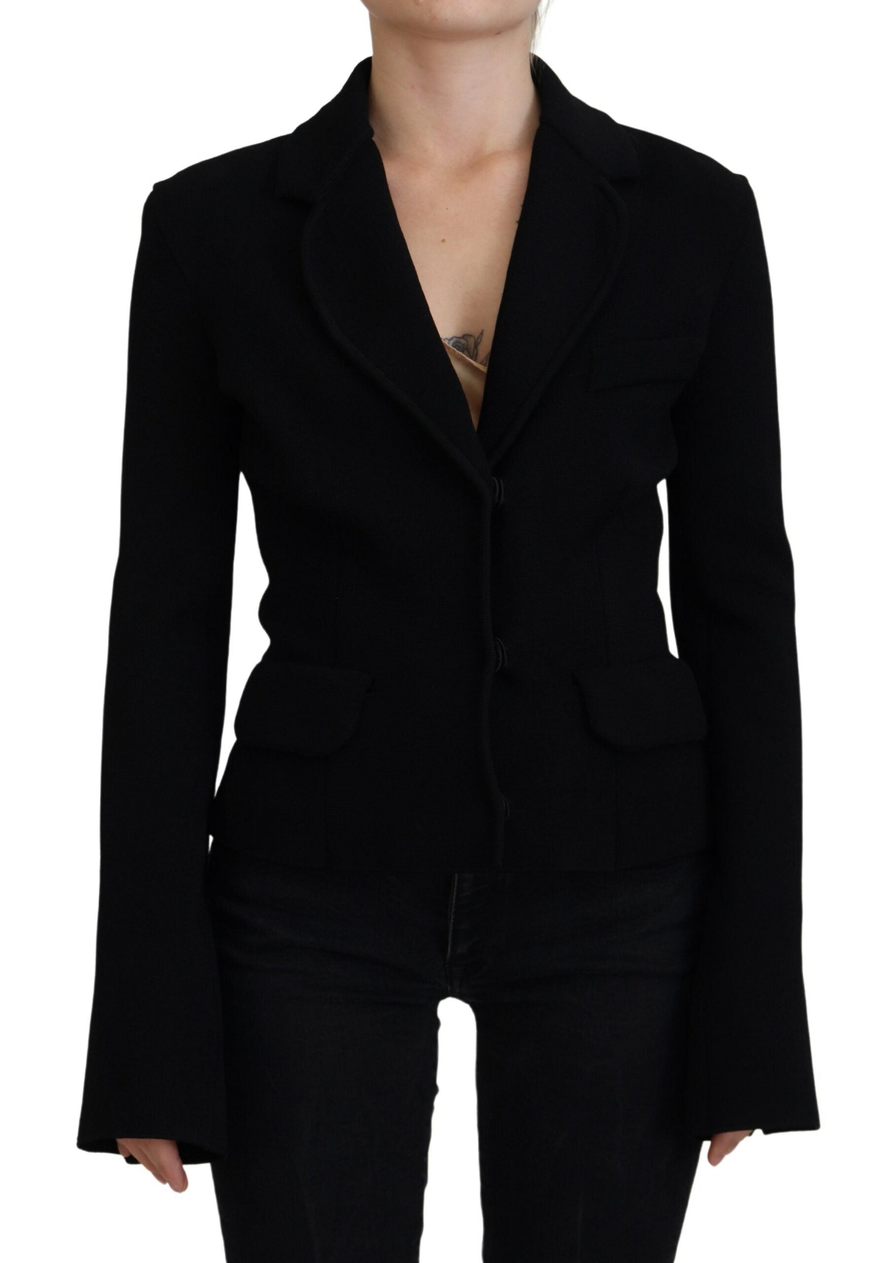 Dolce & Gabbana Black Cardigan with Buttons Blazer Viscose Jacket