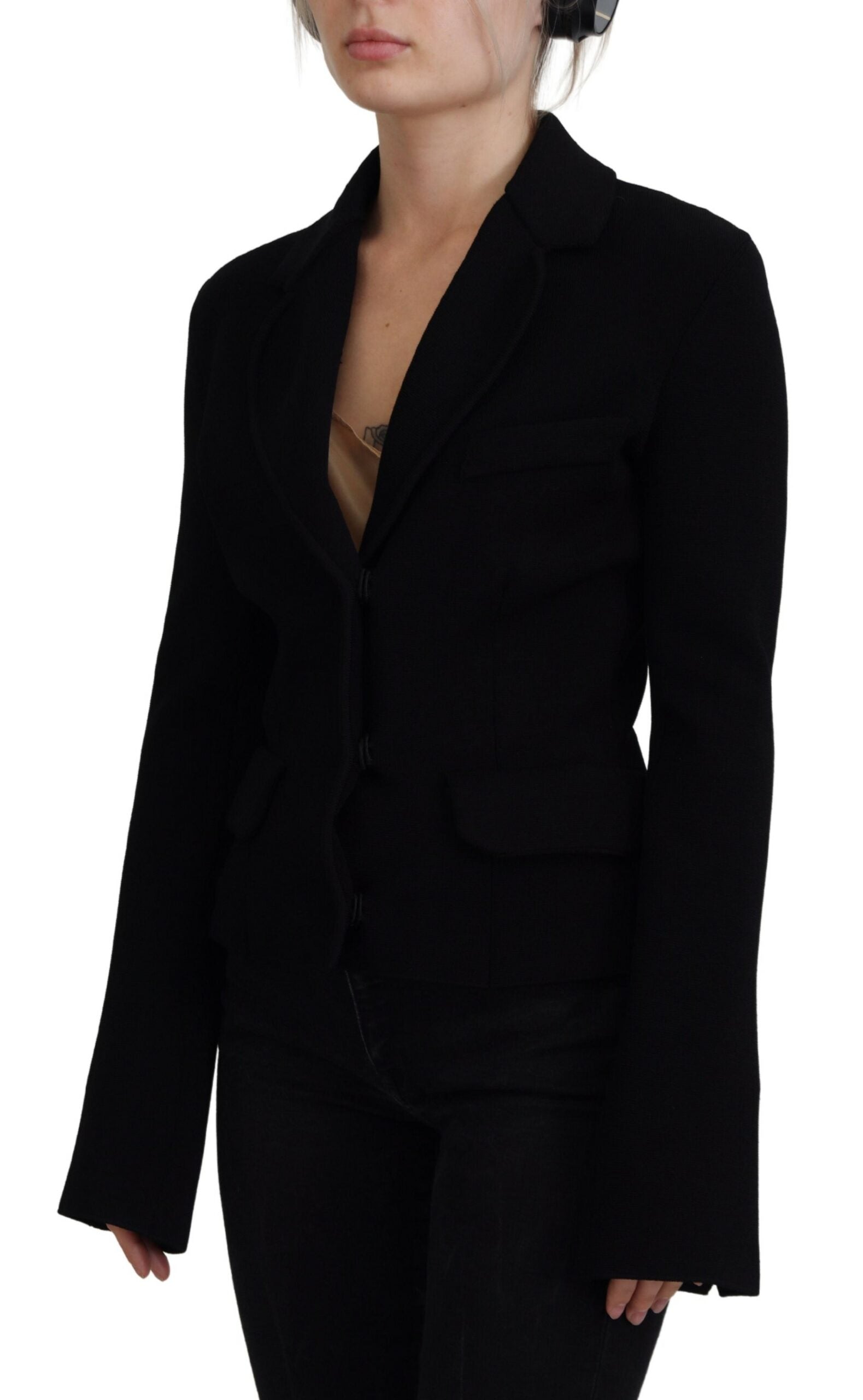 Dolce & Gabbana Black Cardigan with Buttons Blazer Viscose Jacket