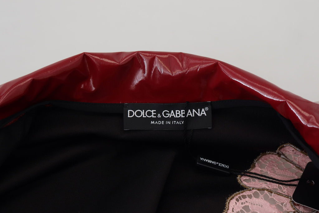 Dolce & Gabbana Maroon Floral Full Zip Polyester Damen Jacke