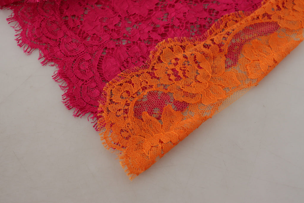 Dolce & Gabbana Rosa Orange Spitze Baumwolle Hohe Taille Shorts